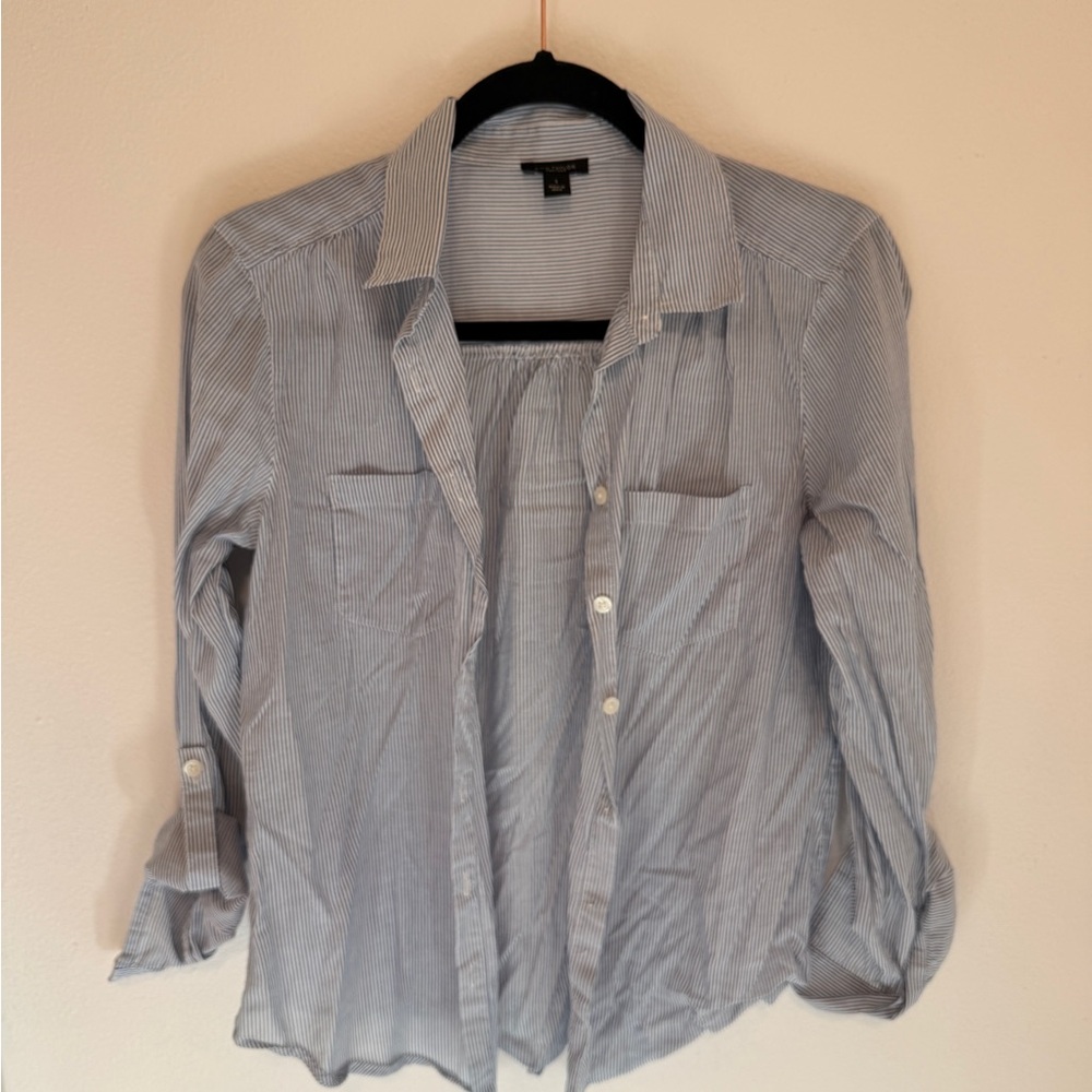 Ann Taylor Blue and White Striped Shirt